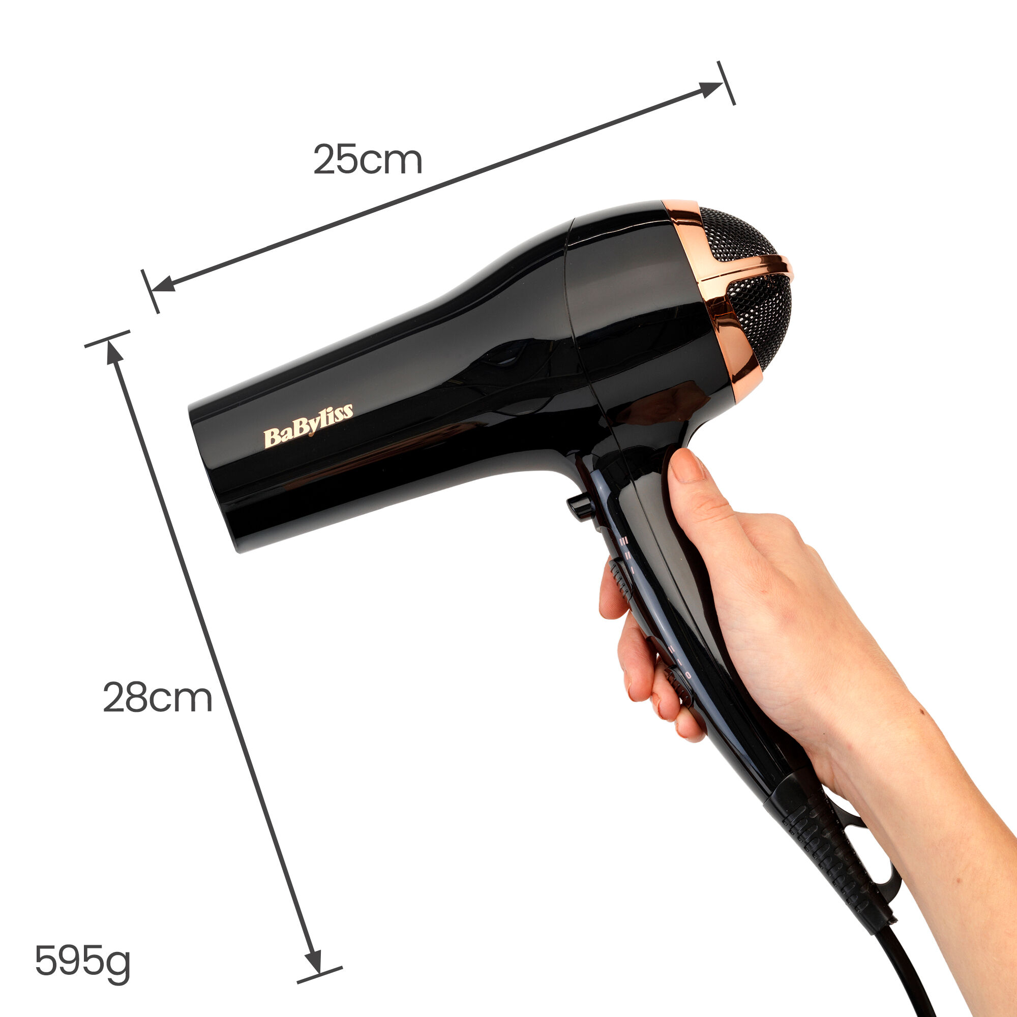 25cm x 28cm.  595g