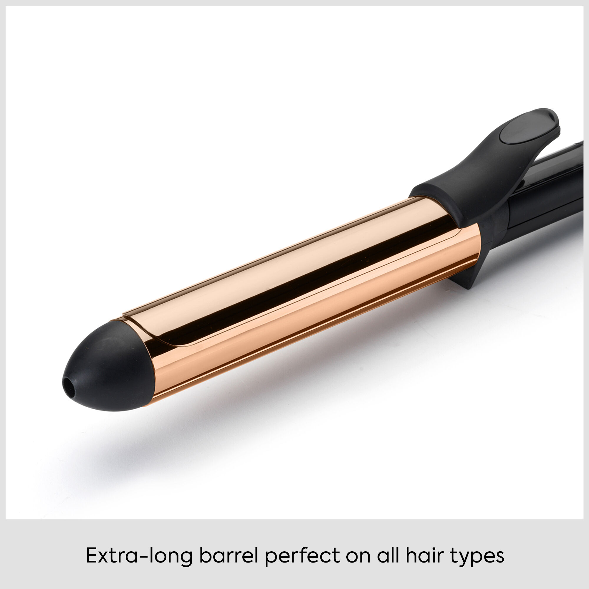 Extra-long barrel perfect on all hair types