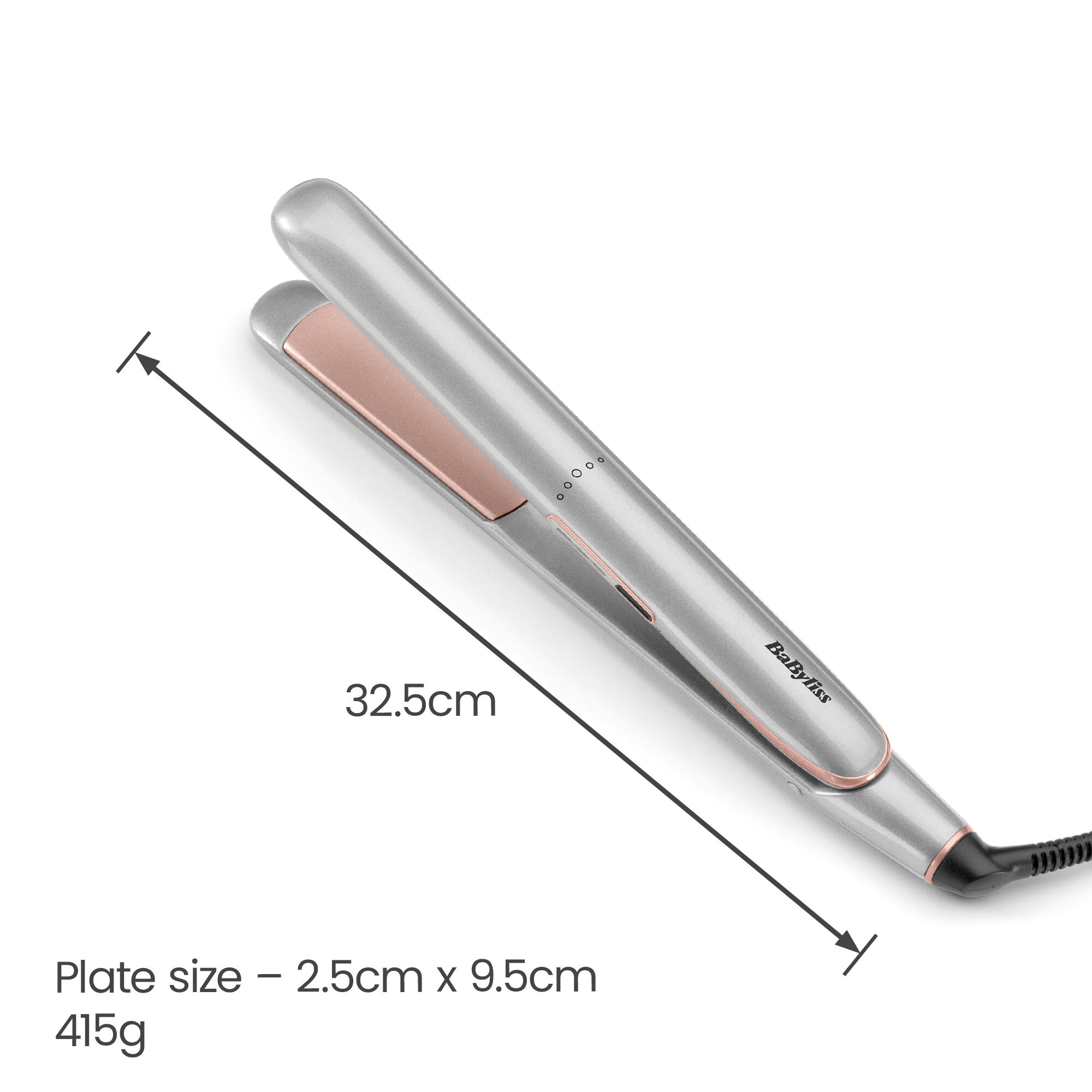32.5cm long. Plate size 2.5cm x 9.5cm. 415g.