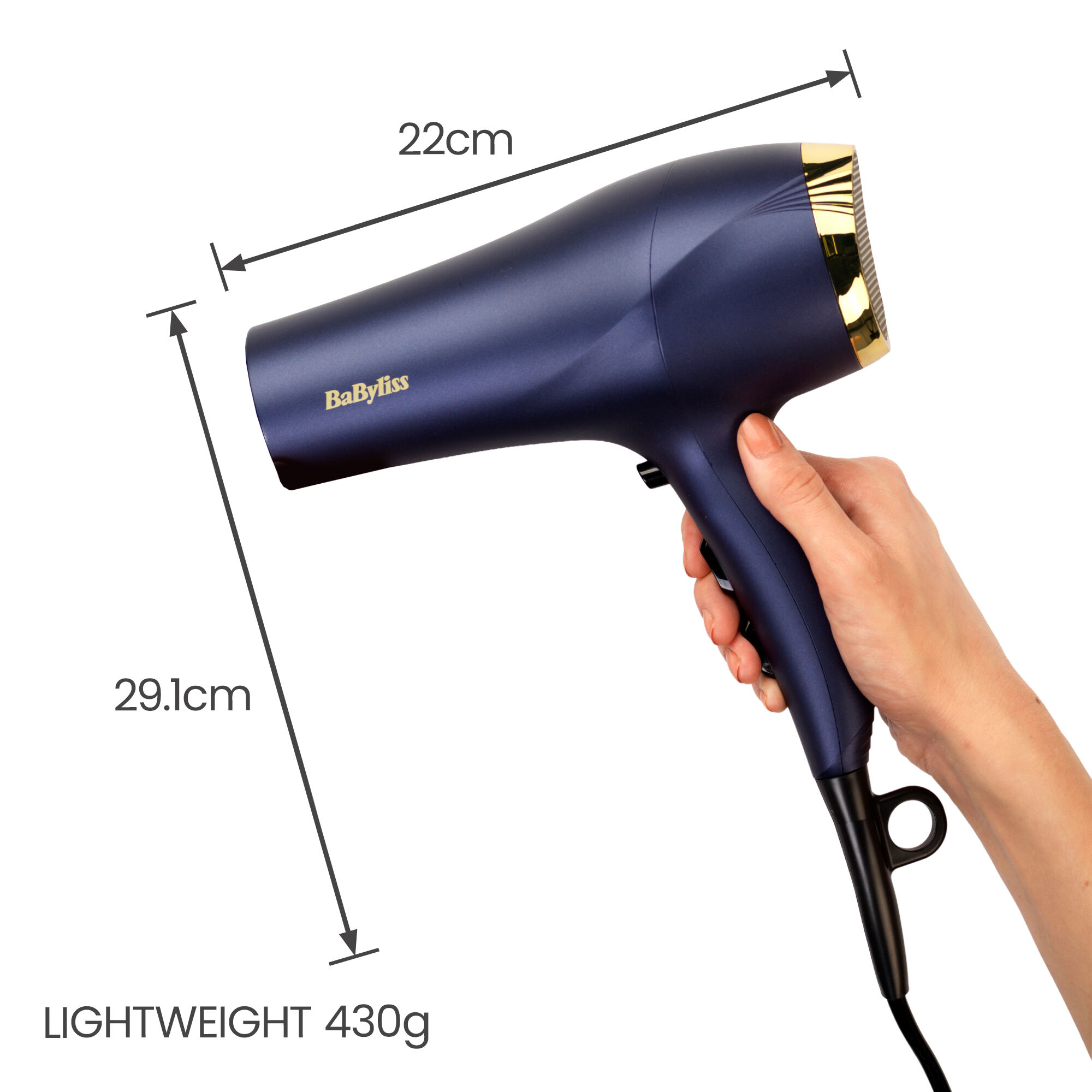 22cm x 29.1cm.  Lightweight 430g.
