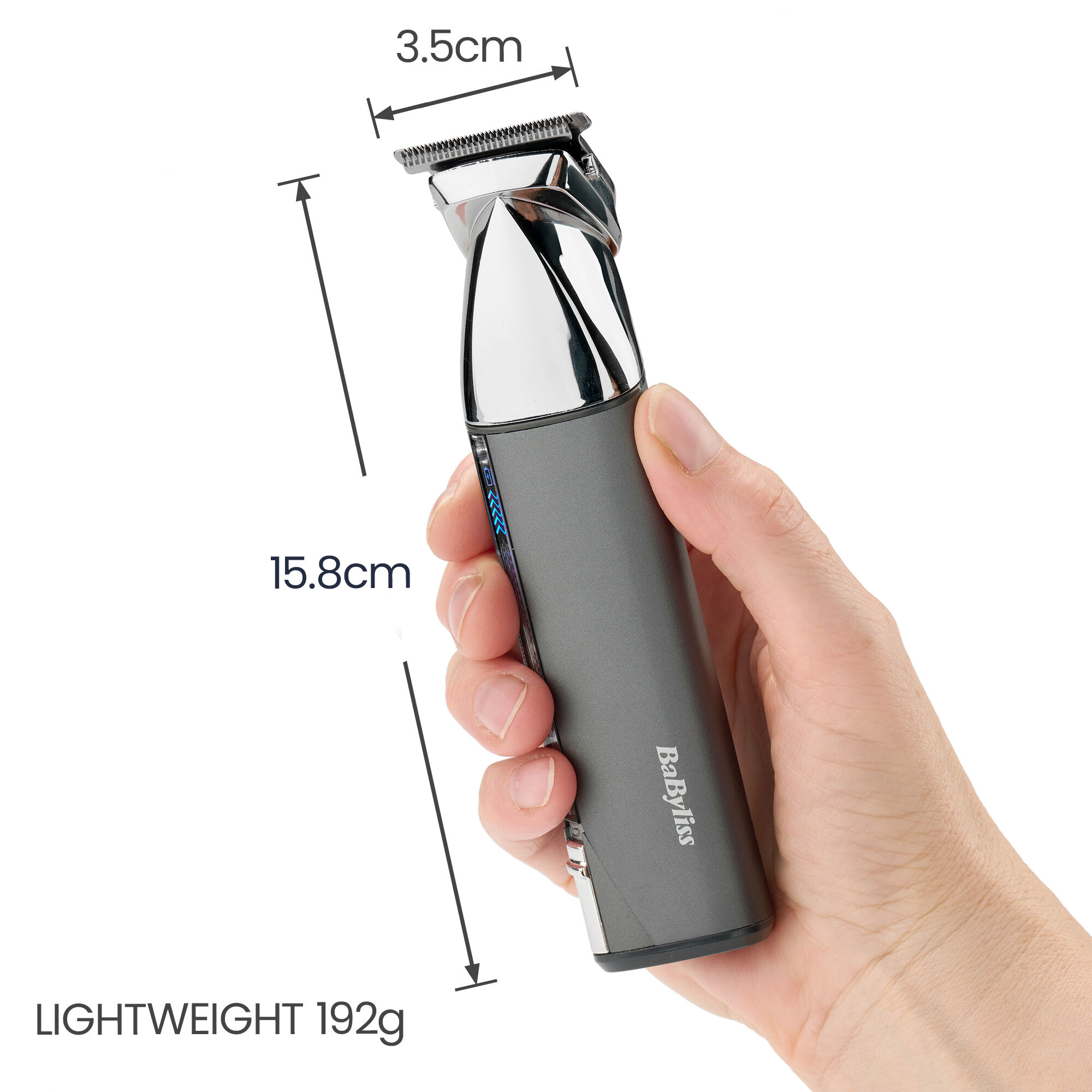 3.5cm x 15.8cm.  Lightweight 192g.