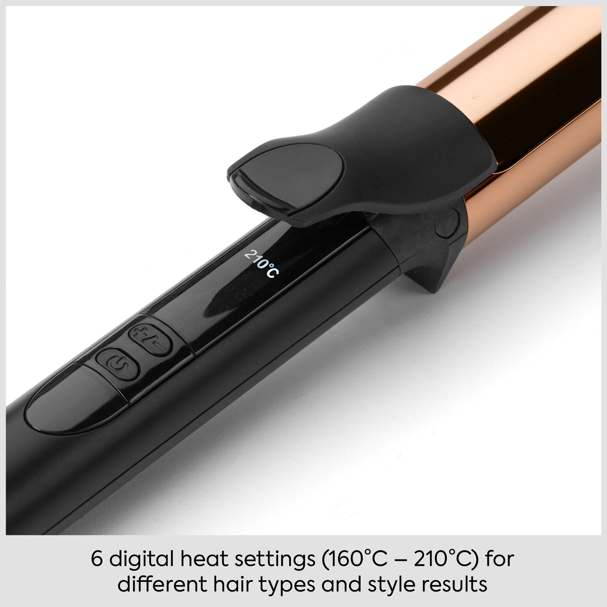 6 digital heat settings (160&deg;C &ndash; 210&deg;C) for different hair types and style results