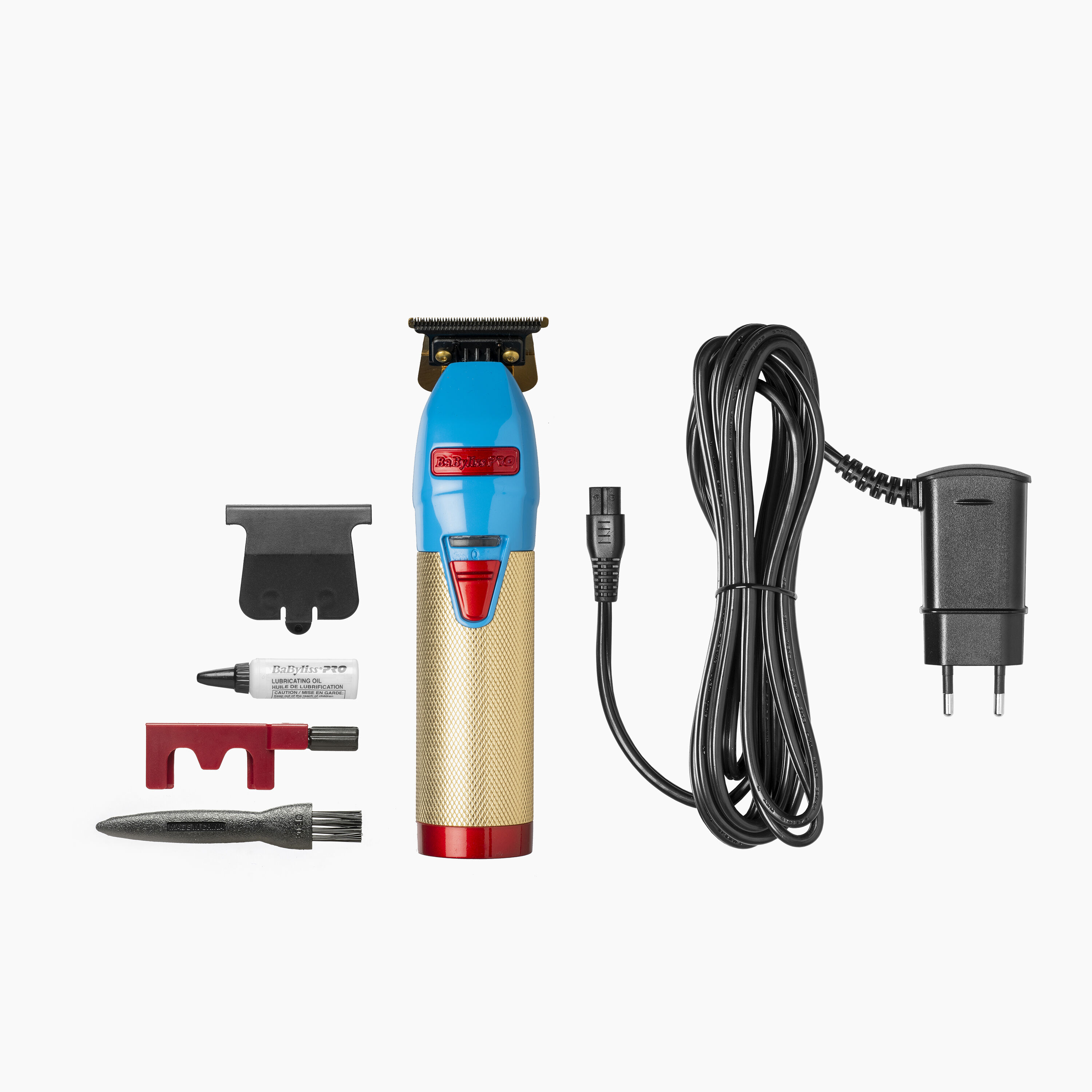 CustomFX Skeleton Trimmer with red/gold/blue customisations, and accessories