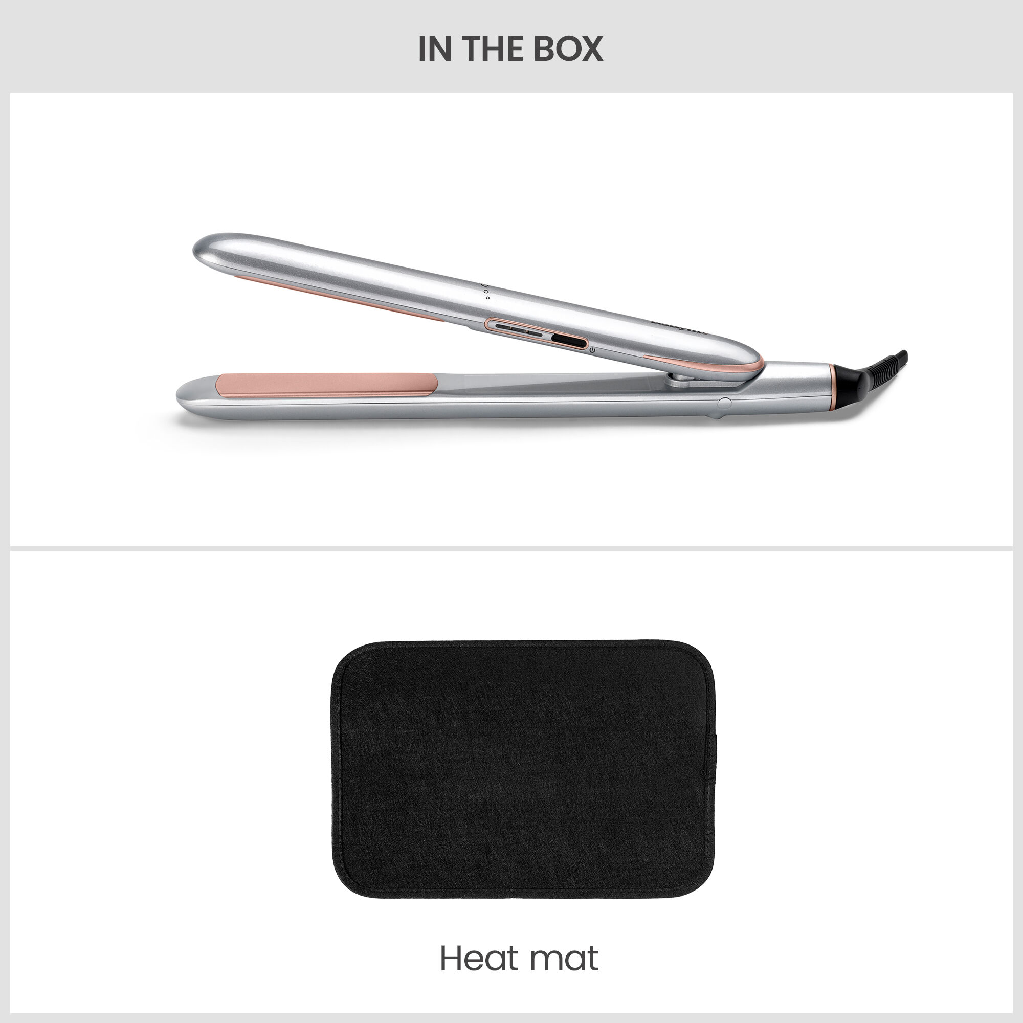 In the box: Straightener. Heat mat.