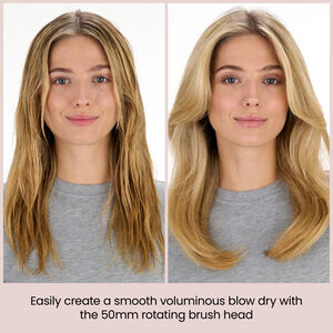 Easily create a smooth voluminous blow dry with the 50mm rotating brush head.
