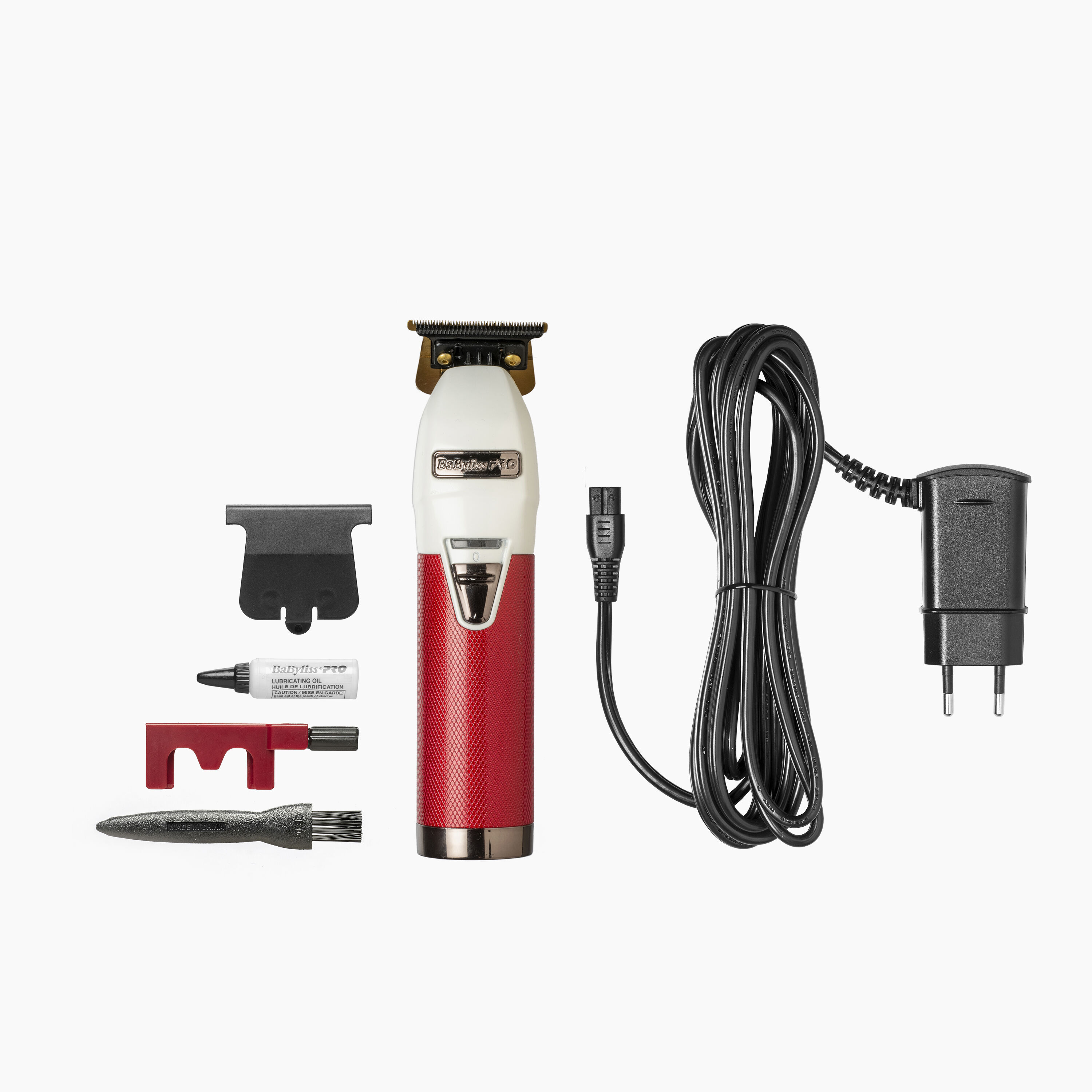 CustomFX Skeleton Trimmer with gunmetal/red/white customisations, and accessories